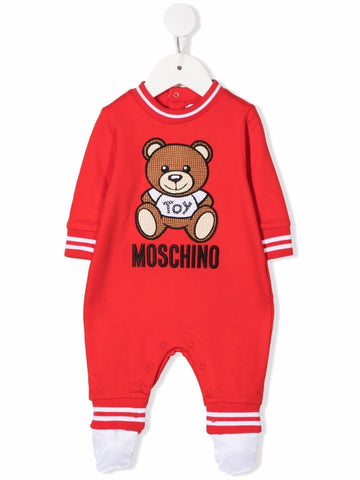 Gift Box del body rojo de manga larga con logo y oso para bebé niño verano MOSCHINO