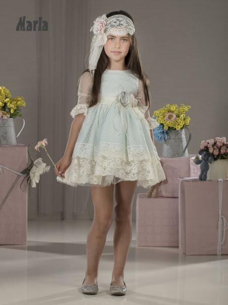 Vestido de ceremonia arras corto para niña azul Marla – Modini Shop
