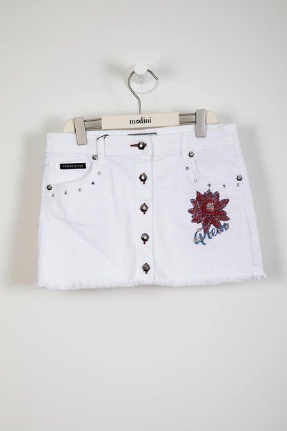 ROPA PARA NIÑOS - FALDA BLANCA TEJANA PHILIPP PLEIN - Modini Shop