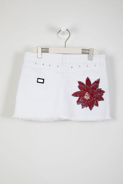 ROPA PARA NIÑOS - FALDA BLANCA TEJANA PHILIPP PLEIN - Modini Shop