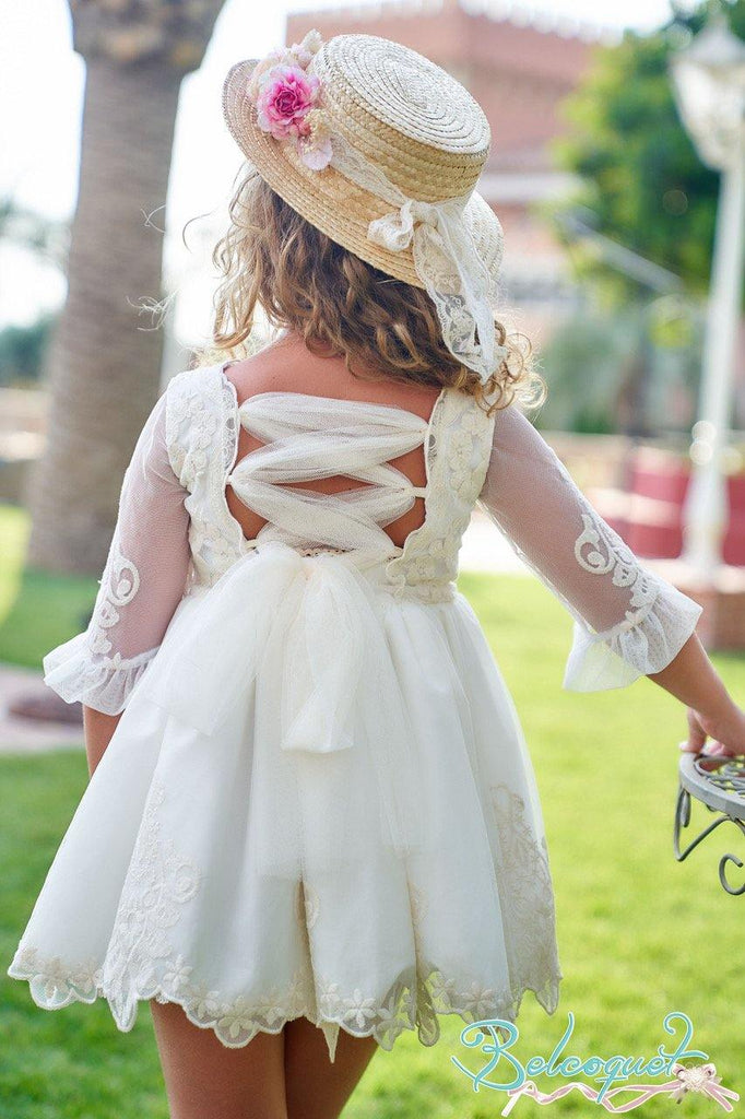 Vestido Cream de ceremonia boda fiesta para niña de la marca Belcoquet –  Modini Shop