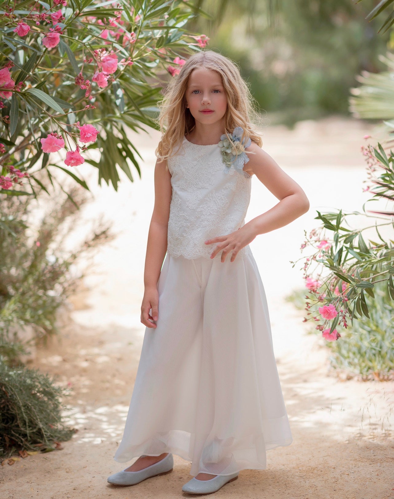 Set de pantalón largo y blusa flor azul 671 de la marca MIMILÚ