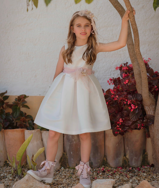 Vestido de ceremonia blanco 637 para niñas de la marca MIMILÚ