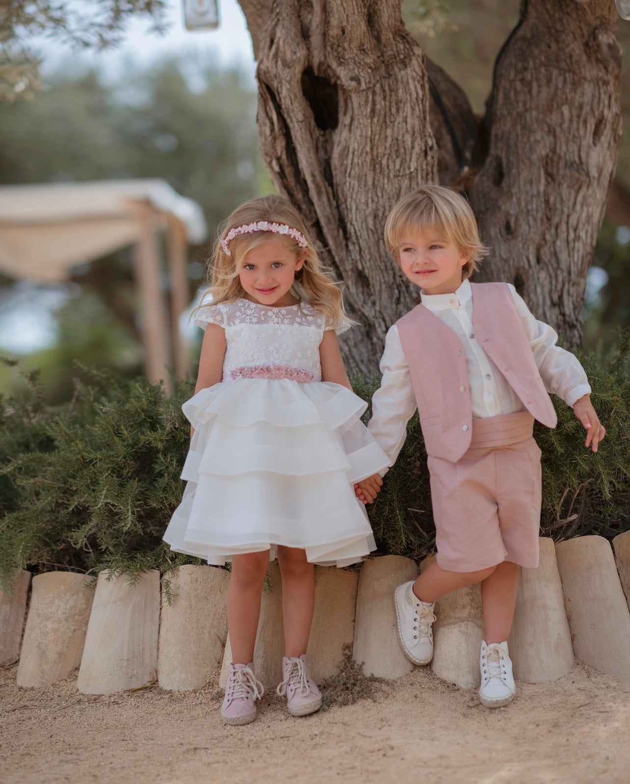 Traje de lino pantalón corto Rosa palo 590 para el niño Mimilú – Modini ...